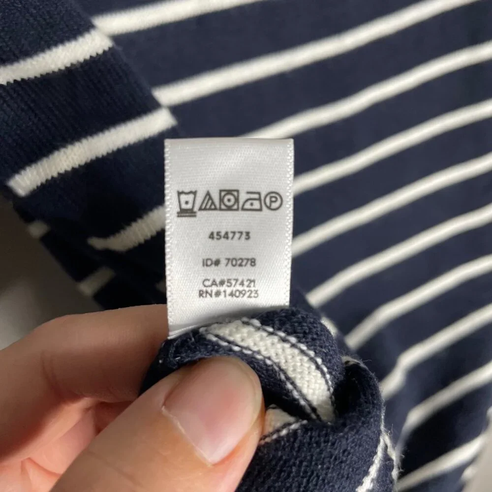 Loft Striped Sweater in Navy Size XS Blue and White Crew Neck
